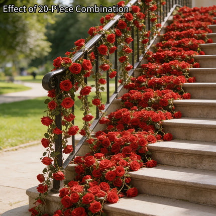 UNICORN 180pcs Red Rose Vine Decoration Set 4 Rolls, Rose Vines for Valentine'S Day