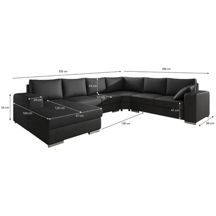 UNICORN Corner sofa 5-seater with chaise longue Faux leather brown anthracite Width 335 Height 56 Depth 266