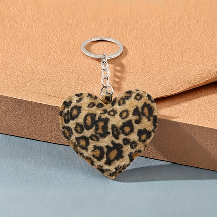 UNICORN Leopard Print Heart Keychain Leather Car Accessory & Bag Charm