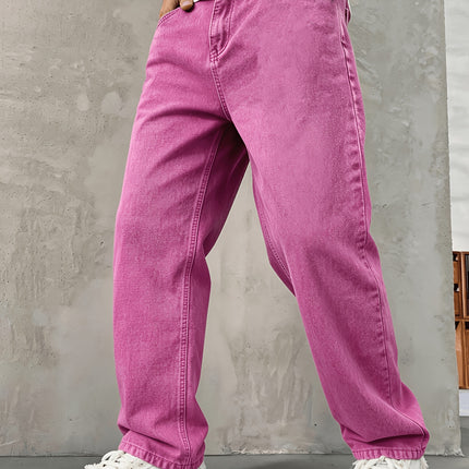 UNICORN Men's Loose-Fit Jeans Rose Red High-Quality Non-Stretch s m l xl xxl