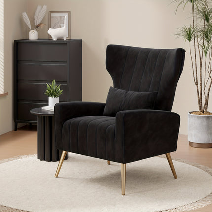 UNICORN Luxury Velvet Leisure Chair with Golden Metal Legs Beige Light Gray Black