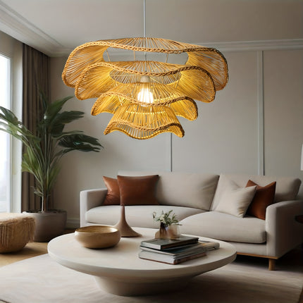 UNICORN Art Deco Rattan Flower-Shaped Artistic Lampshade
