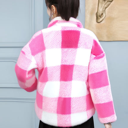UNICORN Women'S Cozy Fleece Jacket Soft Plaid Coat with Button Front Closure s m l xl xxl
