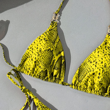 UNICORN Snakeskin Print Swimsuit Tie Bikini 2pcs Set xs s m l xl
