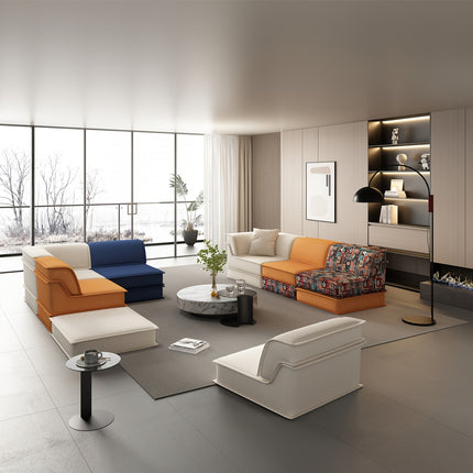 UNICORN Corner Sofa, Multi Seat Sofa, Yellow Flower White