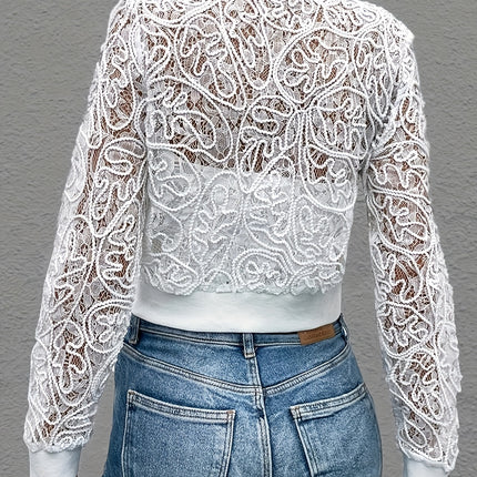 UNICORN Lace Ribbed Zipper Cardigan Collar Jacket Long Sleeve Women's s m l xl xxl