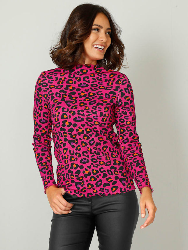 UNICORN Women's long-sleeved shirt leopard print pink black s m l xl xxl xxxl xxxxl xxxxxl