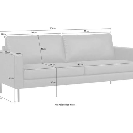 UNICORN Tweezitsbank bruin zwart donkergrijs Breedte 184 cm Diepte 86 cm Hoogte 84 cm Zithoogte 45 cm