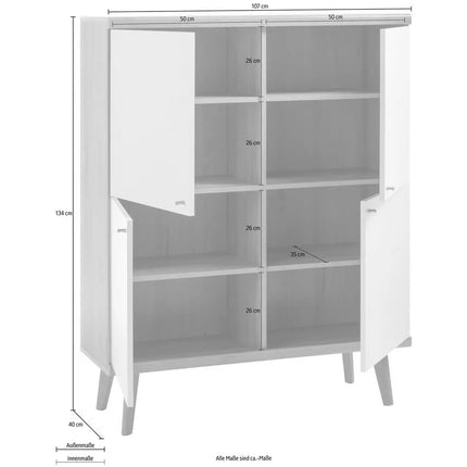 UNICORN Sideboard wall unit modern white Width 107 cm Depth 40 cm Height 134 cm