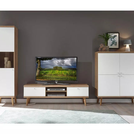 UNICORN TV stand wall unit, modern white-brown (set of 3)