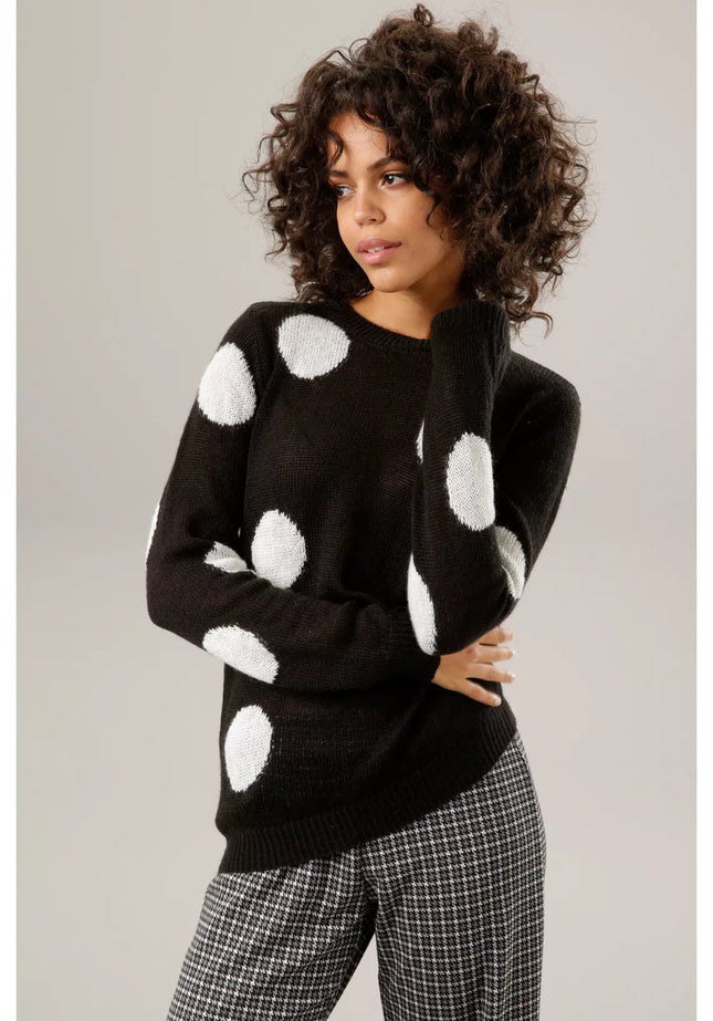 UNICORN Women's sweater pink brown black white dots 34 36 38 40 42 44 46
