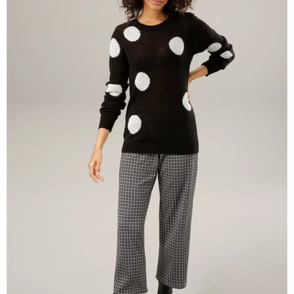 UNICORN Women's sweater pink brown black white dots 34 36 38 40 42 44 46
