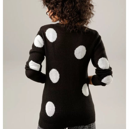 UNICORN Women's sweater pink brown black white dots 34 36 38 40 42 44 46