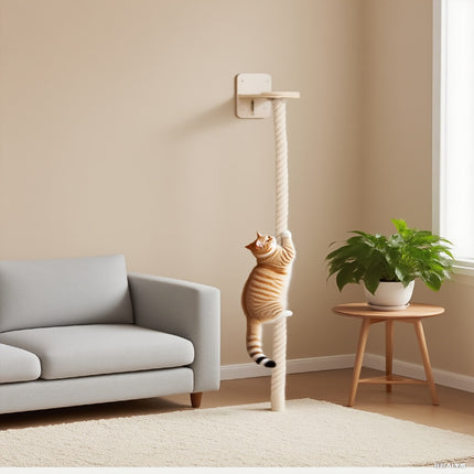UNICORN Solid Wood Sisal Wall Mounted Cat Climbing Rope