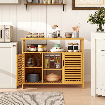 UNICORN Bamboo Bathroom Cabinet, 2-Door Storage Organizer with Shelves,