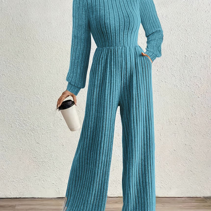 UNICORN High Neck Long Sleeve Versatile Womens Jumpsuit Solid Color s m l xl