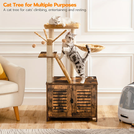 UNICORN Indoor Cat Condo Featuring a Tree with Toys Brown Gray White
