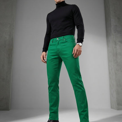 UNICORN Men'S Stretch Green Faux Denim Slim-Fit High-Quality 28 30 32 34 36 38
