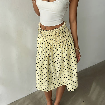 UNICORN Women's French-Style Vintage Smocked Waist Ruffle Hem Midi Skirt xs s m l xl