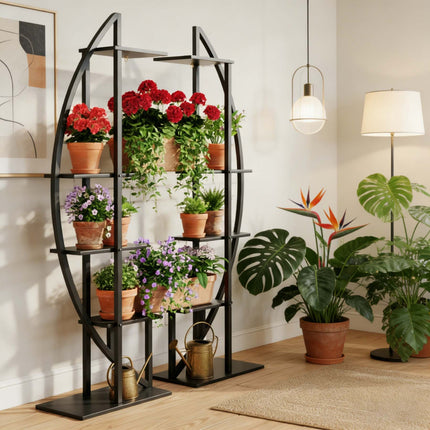 UNICORN Multi-Purpose Curved Display Shelf Bonsai Flower Plant Stand Rack Black
