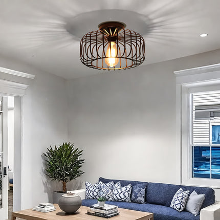 UNICORN 1pc Farmhouse Black Semi-Recessed Ceiling Light