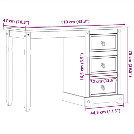 UNICORN Dressing Table, Bedroom Table, Small Table, Makeup Table, Wall Table Brown