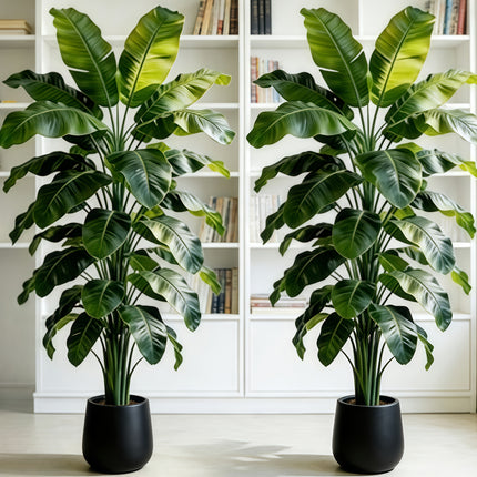 UNICORN Two 53.54-inch Large Artificial Plants Lush Green Leaves