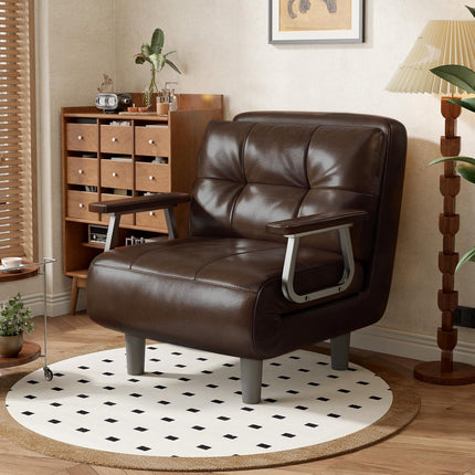 UNICORN 1 Seater Sofa Bed Removable Faux Leather Cushion Sepia Green Gray Black White