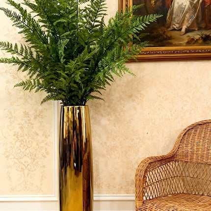 UNICORN Luxurious 60Cm Tall Ceramic Floor Vase in Electroplated silvery And Golden