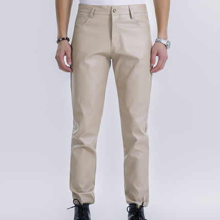 UNICORN Men's Stretch PU Leather Pants Stretchable Slim Fit Formal & Casual Pants