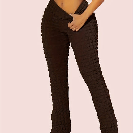 UNICORN Women High-Waisted Flare Pants Color Plaid Pattern xs s m l xl xxl