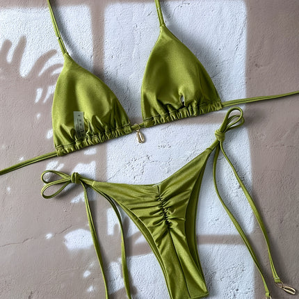 UNICORN Solid Color Halter Neck Sexy Bikini Set, Perfect for Summer Beach s m