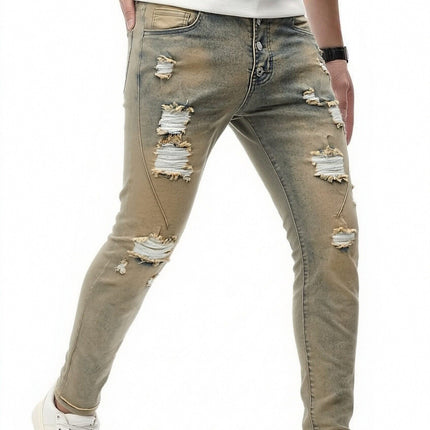 UNICORN Retro Yellow Stretchy Pants, Stylish Washed Pencil Faux Denim s m l xl xxl