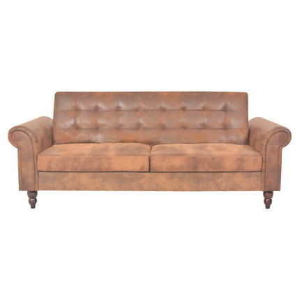 UNICORN Sleeper Sofa with Armrests Adjustable Faux Suede Brown Sofa Bed