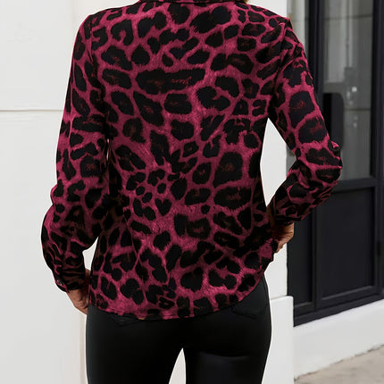 UNICORN Casual Long-Sleeve Shirt with Leopard Print Polo Collar And Buttons s m l xl xxl