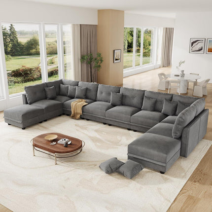 UNICORN Large Modular Sectional Sofa with Storage Seats Grey Green Beige