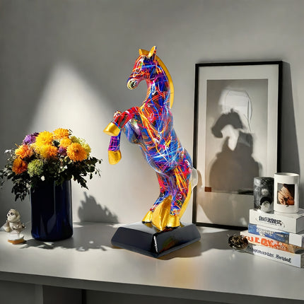 UNICORN Collectible Figurines Elegant Dynamic Jumping Horse Statue multicolored
