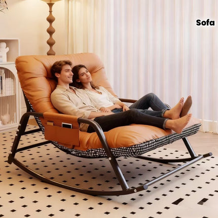 UNICORN Modern Bedroom Rocking Chair, Indoor Two-Seater Orange Beige Gray