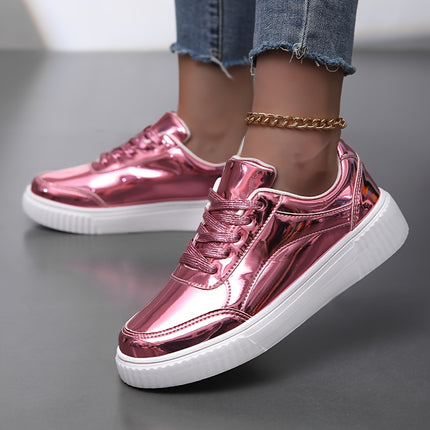 UNICORN Womens Glossy Sneakers Upper & Cushioned Sole Lightweight Solid Color