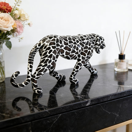 UNICORN Nordic Creative Resin Leopard Figurine Home Living Room Black White