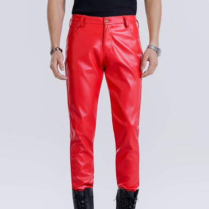 UNICORN Men's Stretch PU Leather Pants Stretchable Slim Fit Formal & Casual Pants