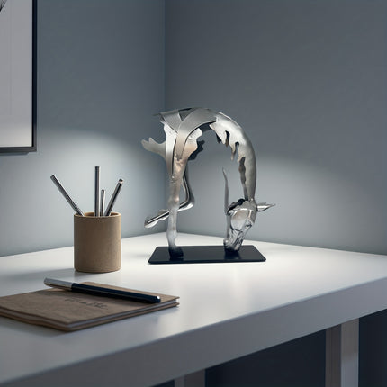 UNICORN Handcrafted Metal Horse Statue, Unique Decorative Piece for Desk Gold Silver