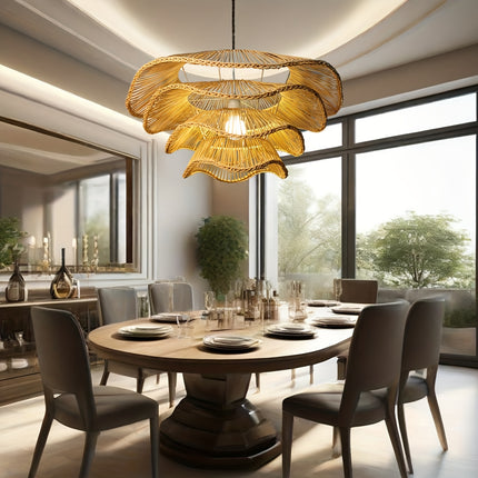 UNICORN Art Deco Rattan Flower-Shaped Artistic Lampshade