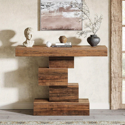 UNICORN Industrial Console Table, 108cm Narrow Wood Sofa Table Brown
