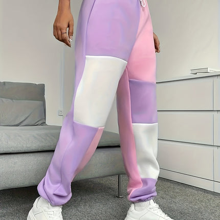 UNICORN Plus-size Color-blocked Wide-leg Pocket Casual Jogger Pants 0xl 1xl 2xl 3xl 4xl