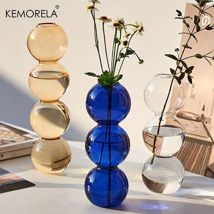 UNICORN Set Of 2 Glass Vases Set Ball Shapes Yellow Blue Amber Transparant Green
