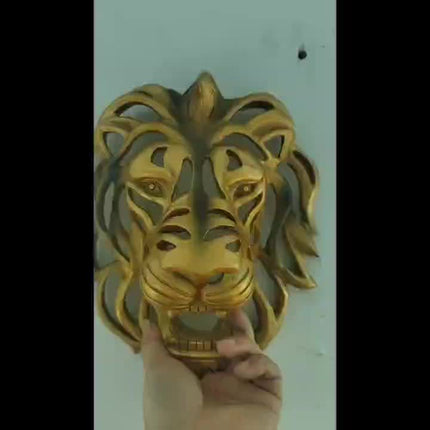 UNICORN Golden Lion Statue Elegant Wall-Mounted Resin Lion Sculpture Suitable for Home