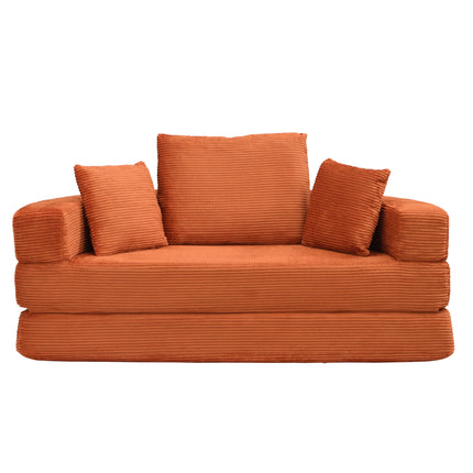 UNICORN Multifunctional Freestanding Foldable Sofa Bed Boneless Couch Oval Bed with Cushions, Modular Sofa Cord Fabric Cover (173 x 176 cm) Suitable for Apartments Living Room Bedroom