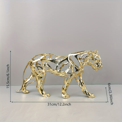 UNICORN 1pc Elegant Golden Metal Lion/Leopard/Elephant/Lion/Mount/Tiger Sculpture