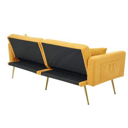 UNICORN Modern minimalist sofa bed size: 175*64*72 cm angle adjustable gold bed legs sofa with cushions side storage pockets